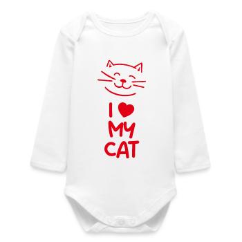 Ich liebe meine Katze - Baby Organic Langarmbody - Weiß - Vorne