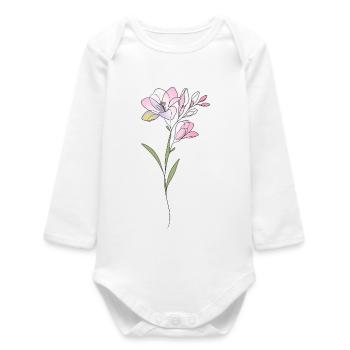 Illustration des fleurs de Freesia - Body bébé manches longues biologique - blanc - Devant