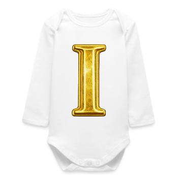 Golden I Ornament - Baby Organic Long-Sleeved Bodysuit - white - Front