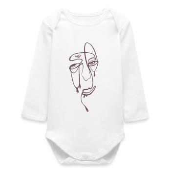 Tear Lines Portrait - Baby Organic Long-Sleeved Bodysuit - white - Front