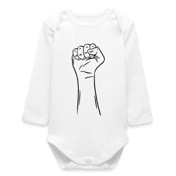 main poing 2 / poing / combat / protestation - Body bébé manches longues biologique - blanc - Devant