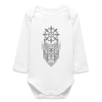 Vegvisir Runes Compass - Vikings Celtes germanique - Body bébé manches longues biologique - blanc - Devant