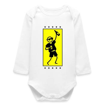 Party Stick Figure Dancing Drinking - Baby Organic Long-Sleeved Bodysuit - white - Front