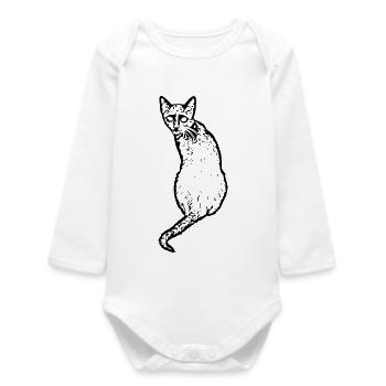 Cat black - Baby Organic Long-Sleeved Bodysuit - white - Front