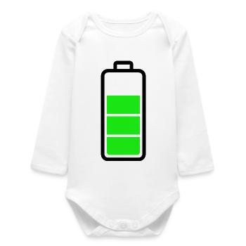 low battery - Baby Organic Long-Sleeved Bodysuit - white - Front