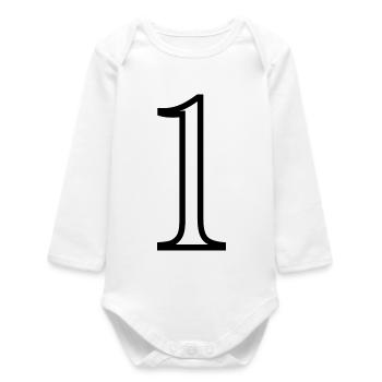 1. 1 year. 1st ANNIVERSARY. 1 YEAR ANNIVERSARY - Baby Organic Long-Sleeved Bodysuit - white - Front