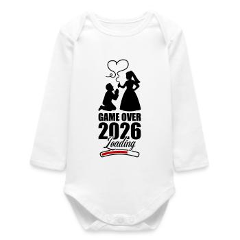 Game Over 2026 Hochzeit - Baby Organic Langarmbody - Weiß - Vorne