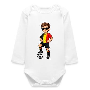 Football Boy Fan Belgique Drapeau belge - Body bébé manches longues biologique - blanc - Devant