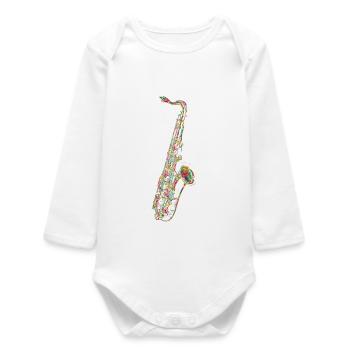 Saxophone coloré - Body bébé manches longues biologique - blanc - Devant