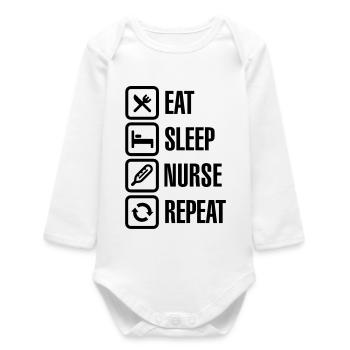 Eat Sleep Nurse Repeat - Body bébé manches longues biologique - blanc - Devant