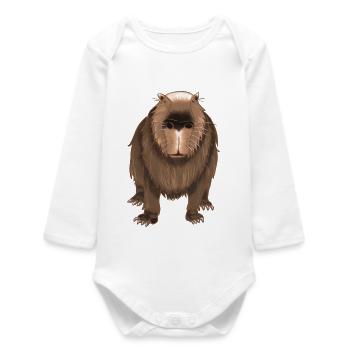 Funny capybara - Baby Organic Long-Sleeved Bodysuit - white - Front