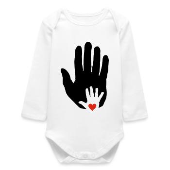 Cœur dans la main de bébé dans la main plus âgée! - Body bébé manches longues biologique - blanc - Devant
