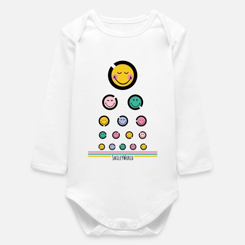 Eye test Happy - Baby Organic Long-Sleeved Bodysuit - white