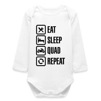 ATV all-terrain vehicle Eat sleep quad repeat - Baby Organic Long-Sleeved Bodysuit - white - Front
