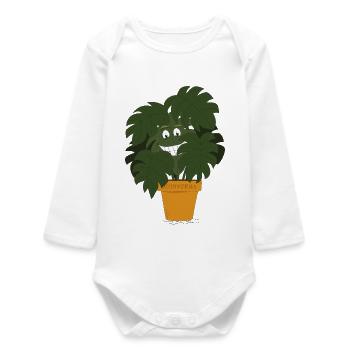 Monstera - Baby Organic Long-Sleeved Bodysuit - white - Front