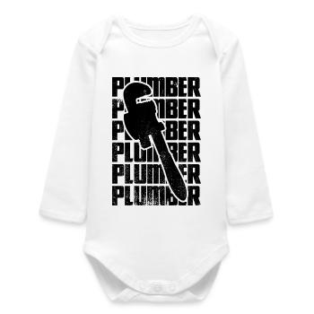 Plombier - Body bébé manches longues biologique - blanc - Devant