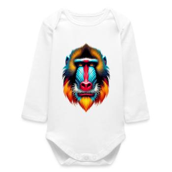Mandrill Monkey - Baby Organic Long-Sleeved Bodysuit - white - Front