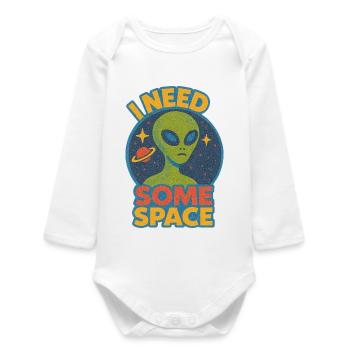 I Need Some Space Alien Tee - Baby Organic Long-Sleeved Bodysuit - white - Front