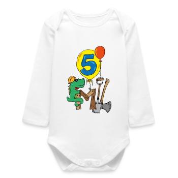Emil Baustellenkroki celebrates his 5th birthday - Baby Organic Long-Sleeved Bodysuit - white - Front