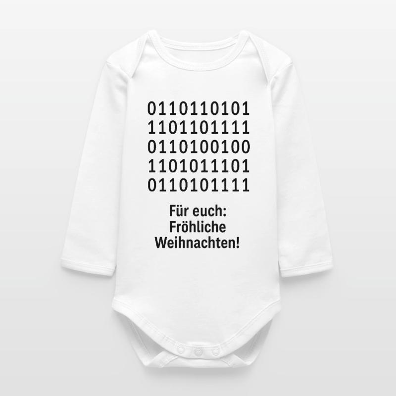 Christmas Code Binary Pattern Baby Organic Long-Sleeved Bodysuit