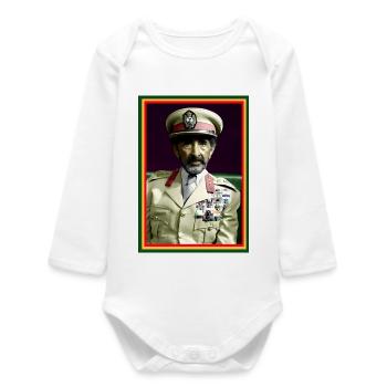 Haile Selassie I Jah Rastafari Rasta Reggae Racines - Body bébé manches longues biologique - blanc - Devant