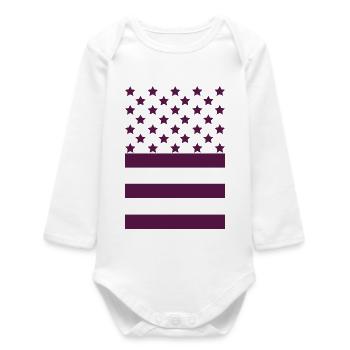 Drapeau violet foncé – Design Stars & Stripes - Body bébé manches longues biologique - blanc - Devant