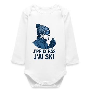 I can't I ski - Baby Organic Long-Sleeved Bodysuit - white - Front