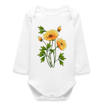 Blumen - Baby Organic Langarmbody - Weiß - Vorne
