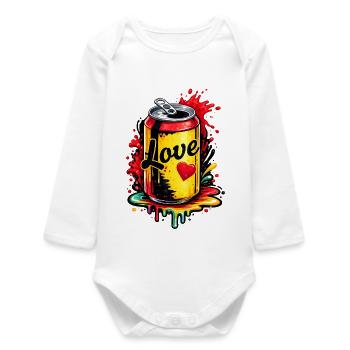 Bunte Dose mit Liebe Illustration  - Baby Organic Langarmbody - Weiß - Vorne