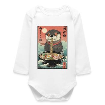 Nouilles ramen à la loutre de Kawaii - Body bébé manches longues biologique - blanc - Devant