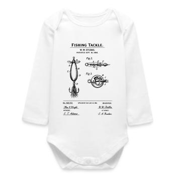 Fishing Tackle 1884 Patent Print - Baby Organic Long-Sleeved Bodysuit - white - Front