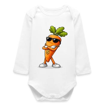 Carotte cool avec lunettes de soleil et chaîne - Body bébé manches longues biologique - blanc - Devant
