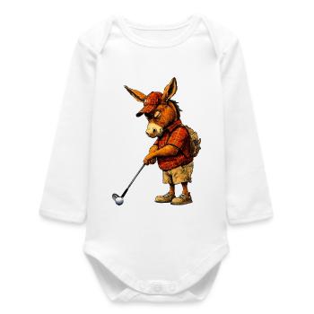 Golf Esel - Baby Organic Langarmbody - Weiß - Vorne