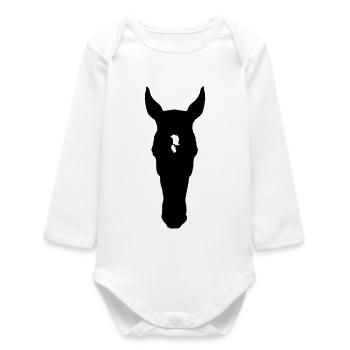 Horse - Baby Organic Long-Sleeved Bodysuit - white - Front