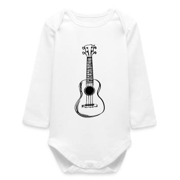 Ukulele Line Art - Baby Organic Long-Sleeved Bodysuit - white - Front