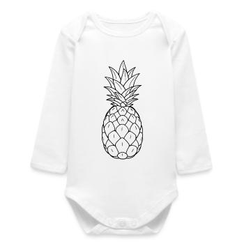 Minimalistic Pineapple - Baby Organic Long-Sleeved Bodysuit - white - Front