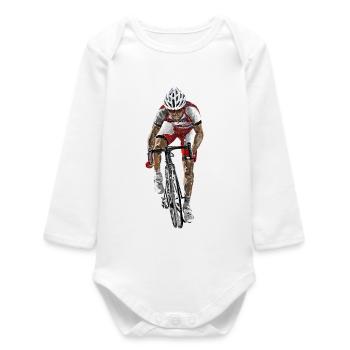 Rennradfahrer Sprint - Baby Organic Langarmbody - Weiß - Vorne
