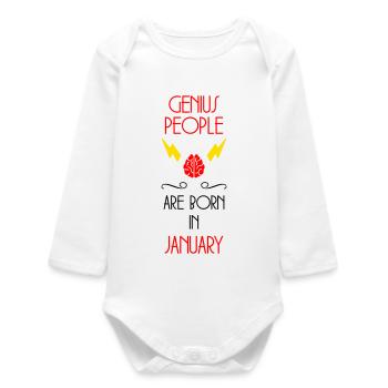 Genies are born in January - Birth - Baby Organic Long-Sleeved Bodysuit - white - Front