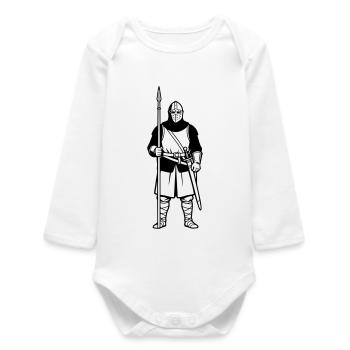 Knight with lance - Baby Organic Long-Sleeved Bodysuit - white - Front