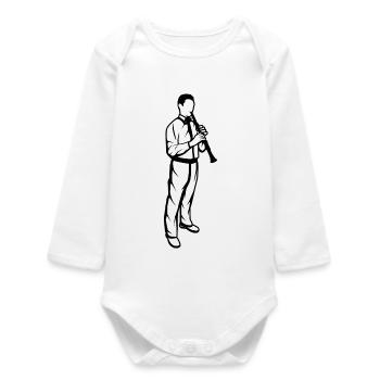 Garçon joueur de clarinette - Body bébé manches longues biologique - blanc - Devant
