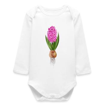 Jacinthe rouge – fleurs fortes avec bulbe - Body bébé manches longues biologique - blanc - Devant