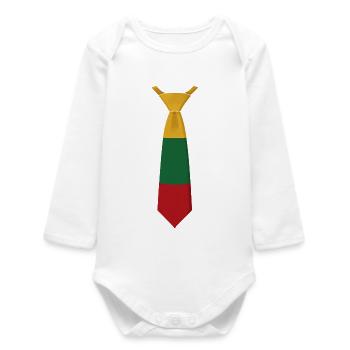 Lithuania Tie – Flaggendesign - Baby Organic Langarmbody - Weiß - Vorne