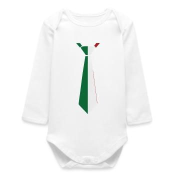 Italy Tie – Flag Design - Baby Organic Long-Sleeved Bodysuit - white - Front