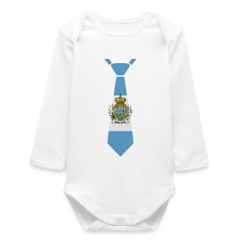 Cravate de Saint-Marin – Conception du drapeau - Body bébé manches longues biologique - blanc - Devant