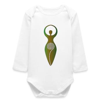 Wiccan Spiral Goddess - Feminine Energy - Baby Organic Long-Sleeved Bodysuit - white - Front