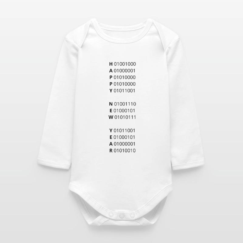 HAPPY NEW YEAR – binary code Baby Organic Long-Sleeved Bodysuit