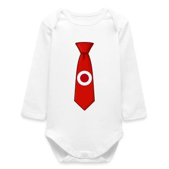 Japan Tie – Flag Design - Baby Organic Long-Sleeved Bodysuit - white - Front