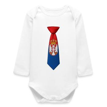 Serbia Tie – Flaggendesign - Baby Organic Langarmbody - Weiß - Vorne