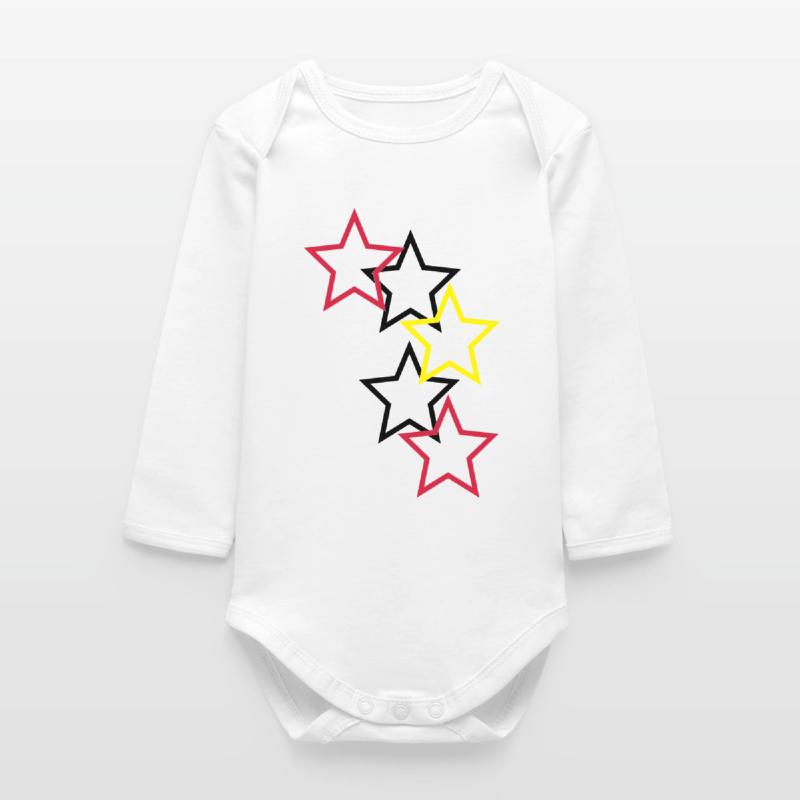 Outlined Stars Three Colors Baby Organic Long-Sleeved Bodysuit