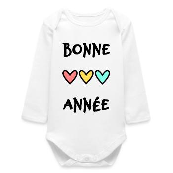 BONNE ANNEE. SAINT SYLVESTRE. NOUVELLE ANNÉE. - Body bébé manches longues biologique - blanc - Devant